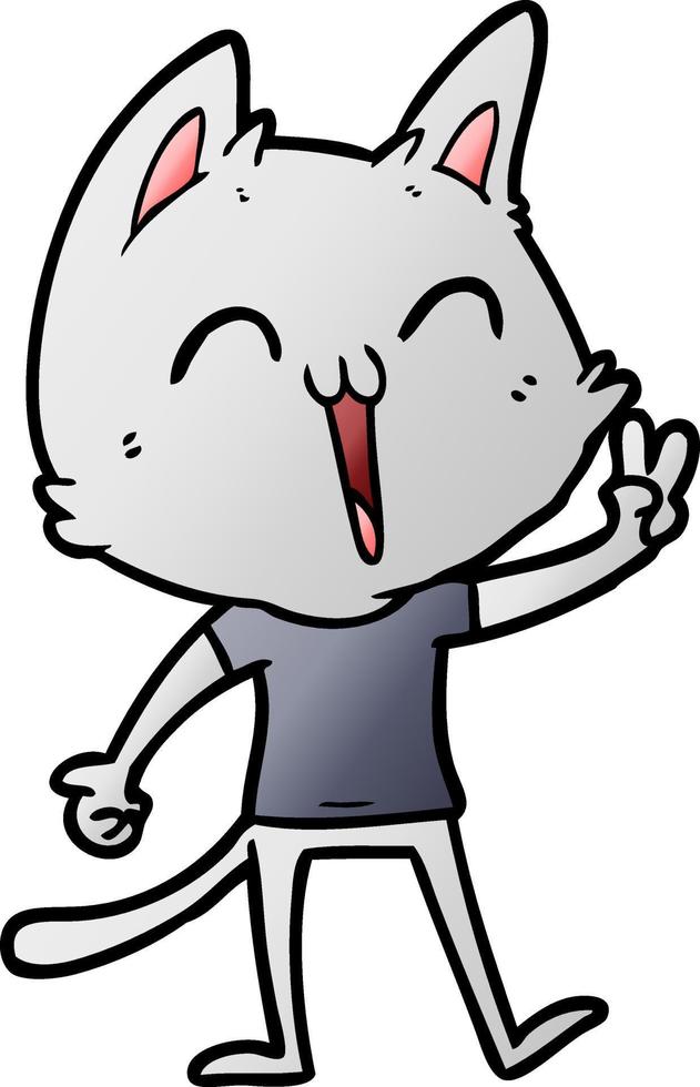happy cartoon cat meowing vector