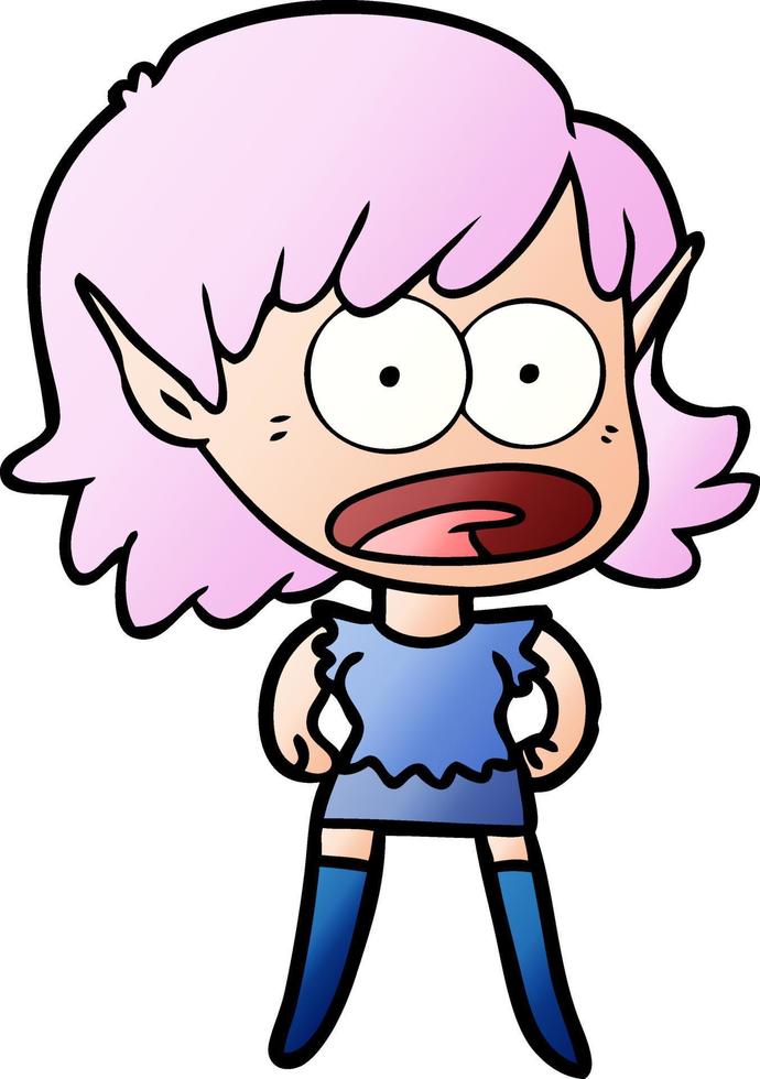 cartoon shocked elf girl vector