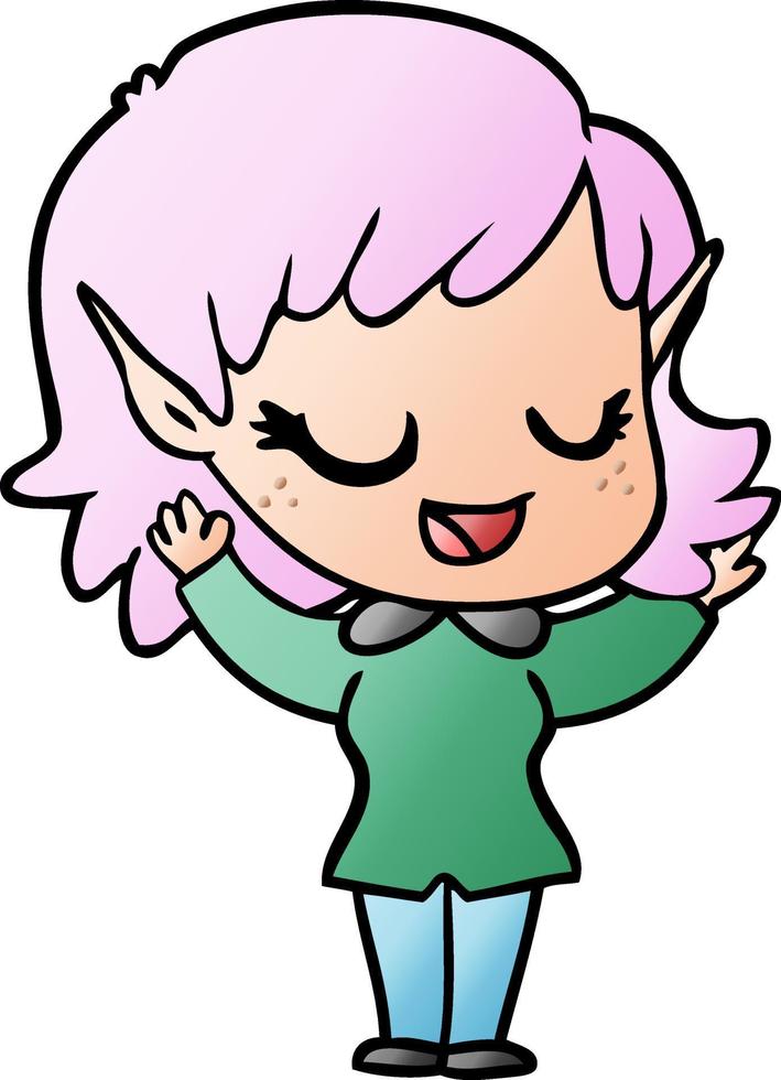 happy cartoon elf girl vector