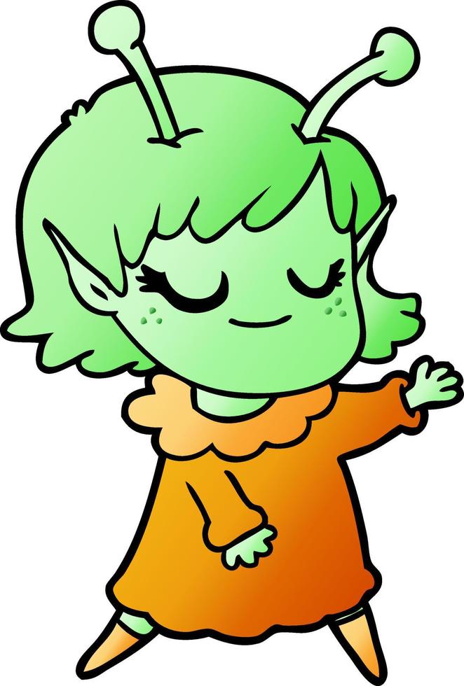smiling alien girl cartoon vector
