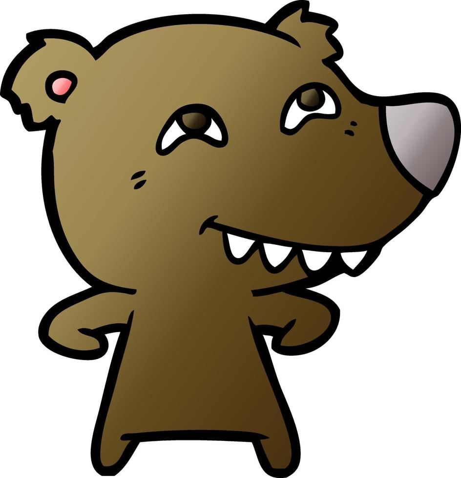 oso de dibujos animados mostrando los dientes vector