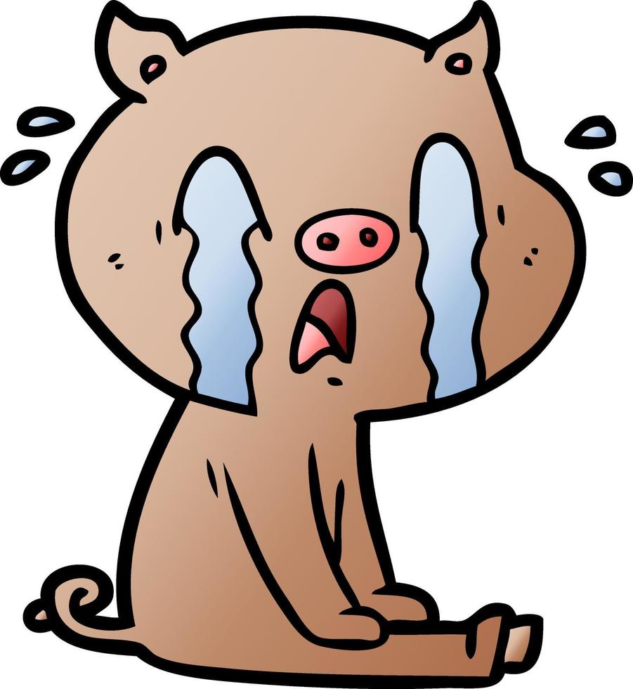 crying pig cartoon vector