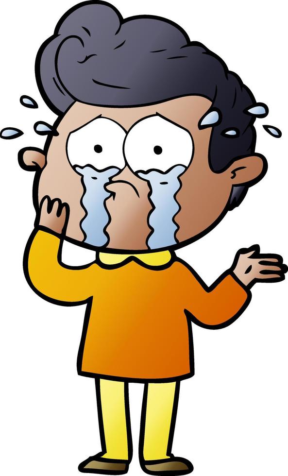 cartoon worried crying man vector