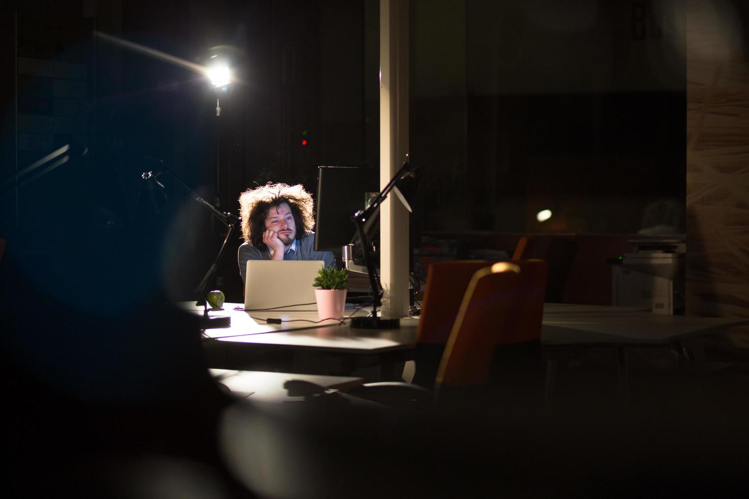 businessman relaxing at the desk photo