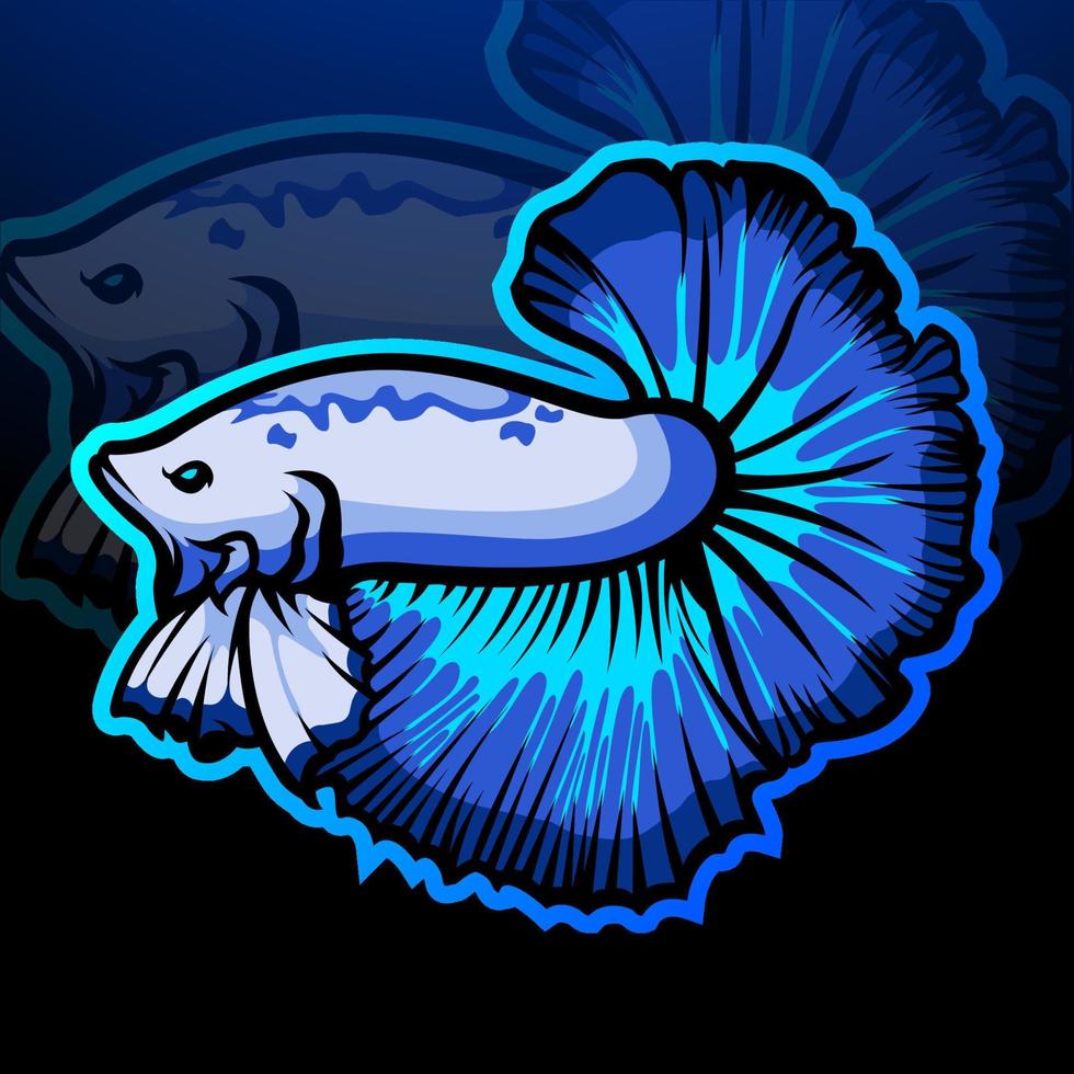 betta fish mascot. esport logo design vector