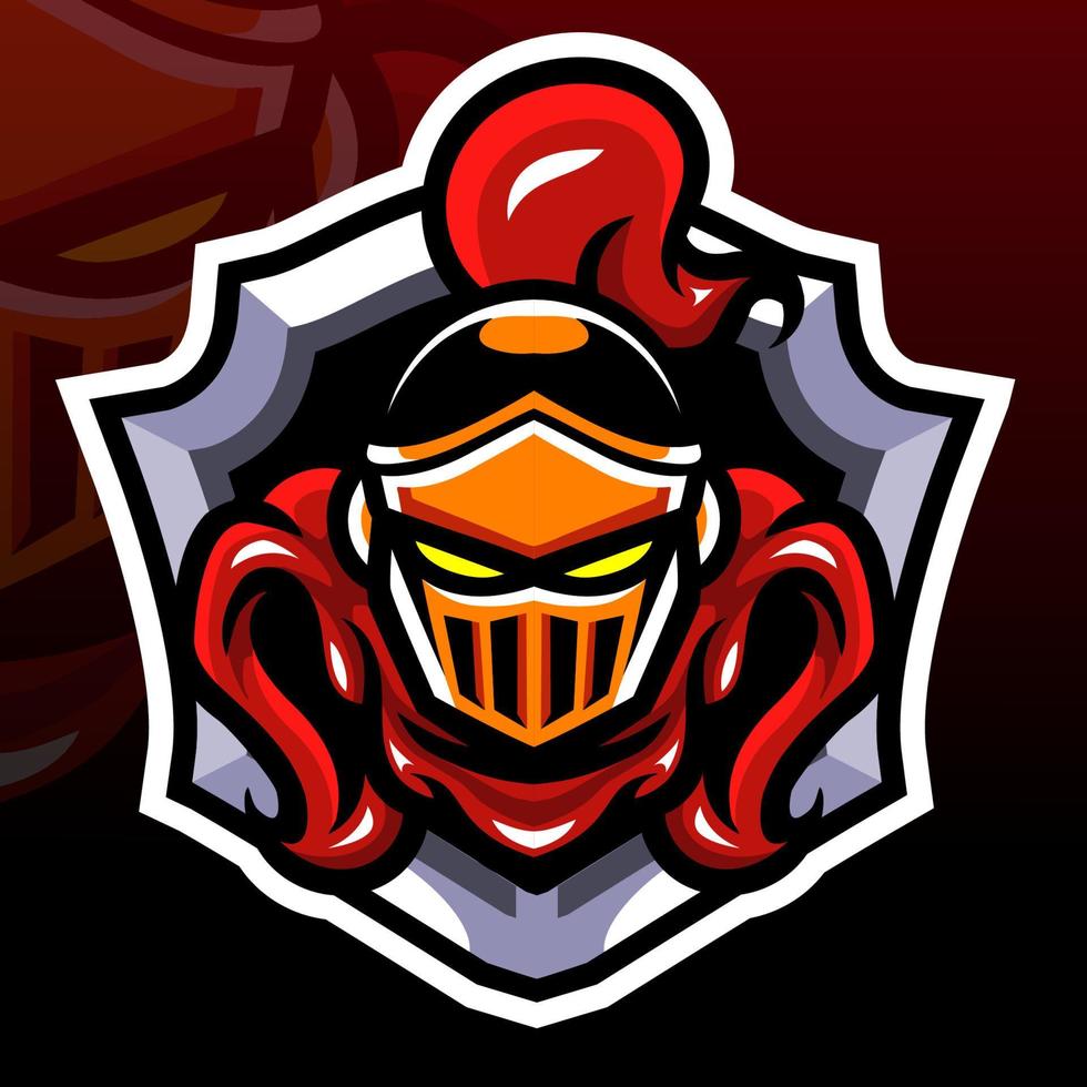 Knight head mascot. esport logo design vector