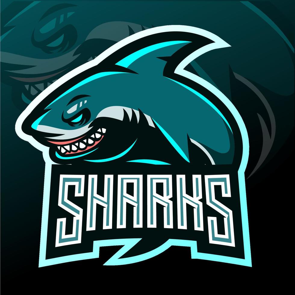 Shark mascot. esport logo design vector