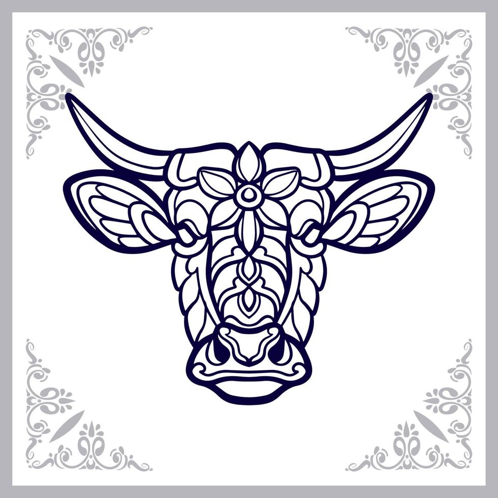 vaca mandala artes aislado sobre fondo blanco. vector