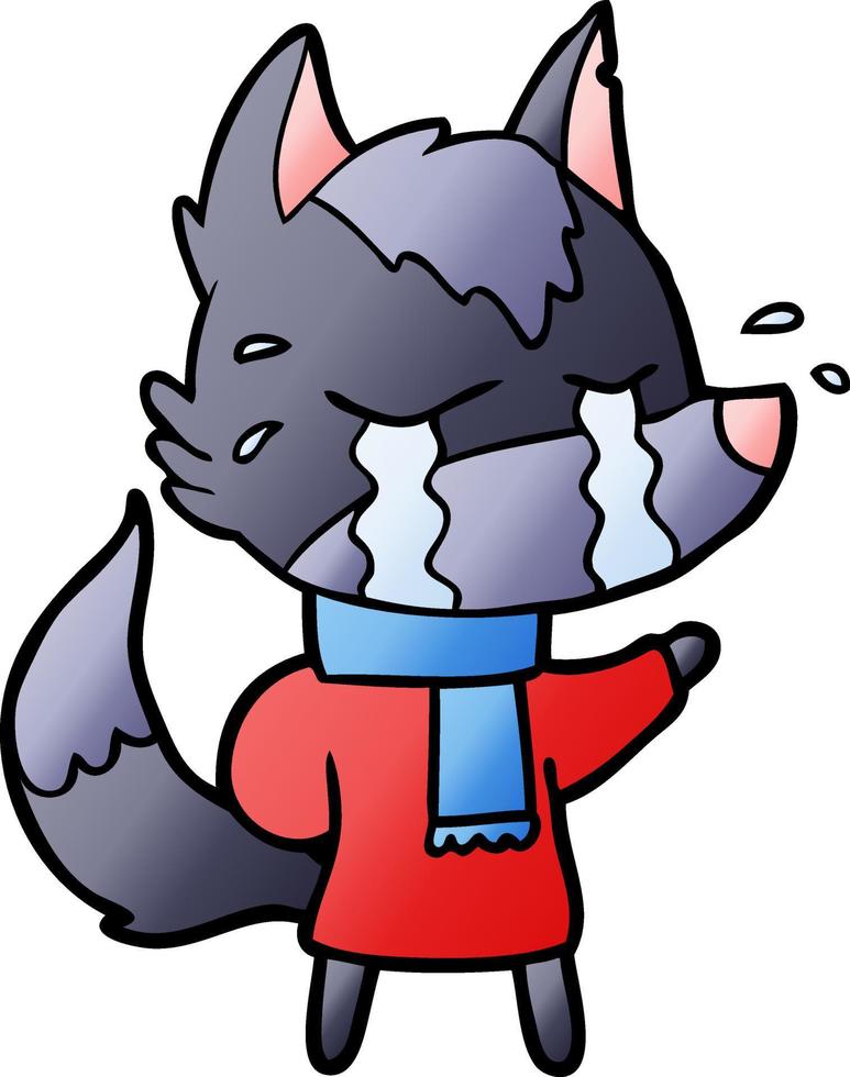 lobo llorando de dibujos animados vector