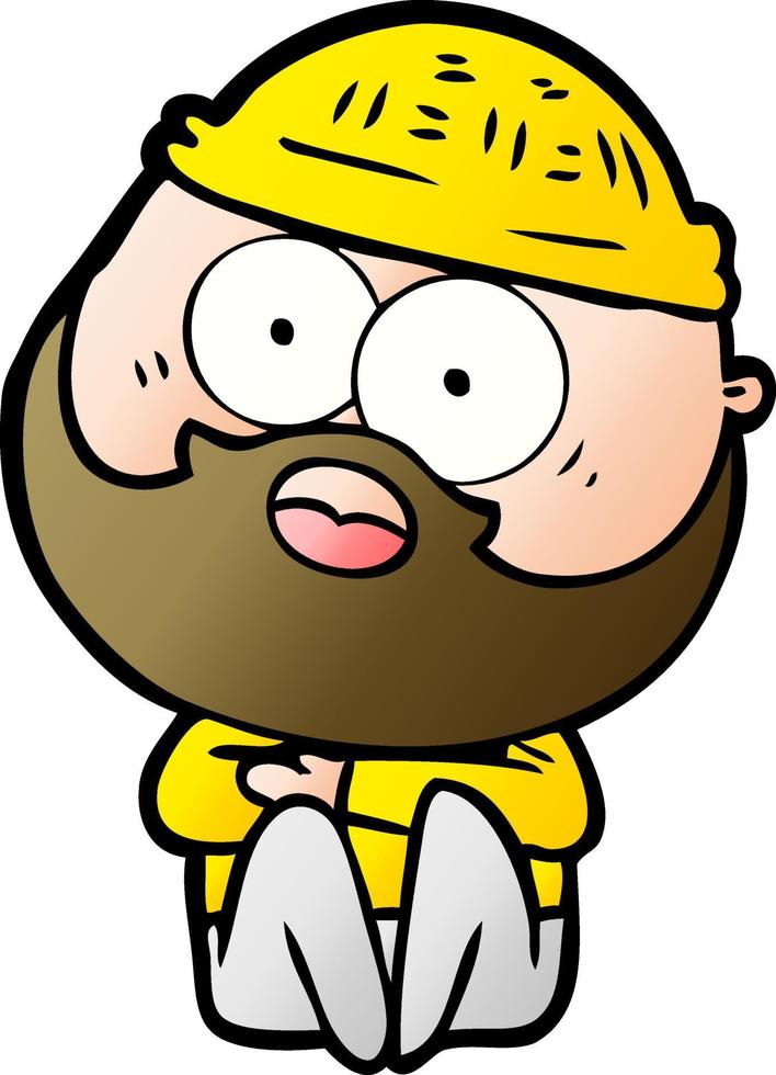 cartoon surprised bearded man vector