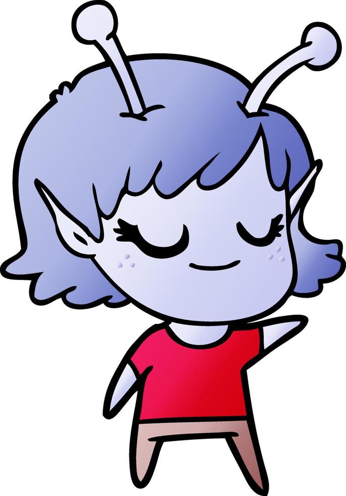 dibujos animados de niña alienígena sonriente vector