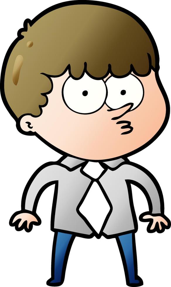 cartoon nervous boy in shirt and tie vector