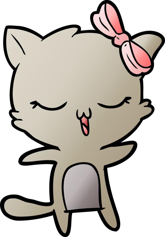 cartoon cat with bow on head vector