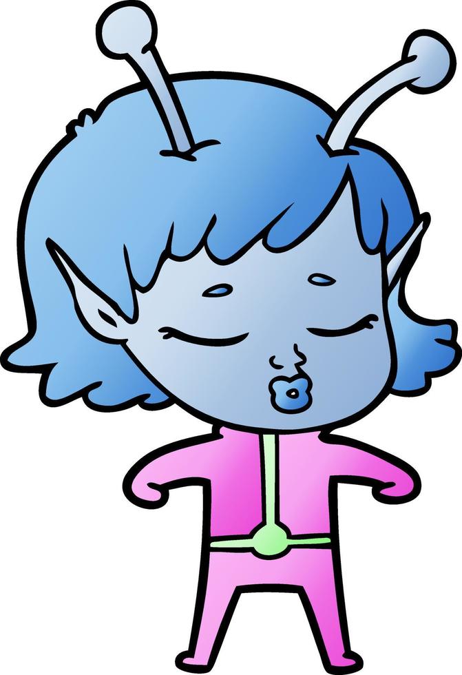 cartoon alien girl vector