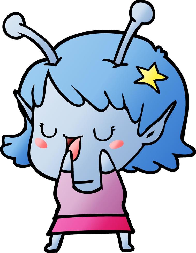 dibujos animados de niña alienígena feliz vector