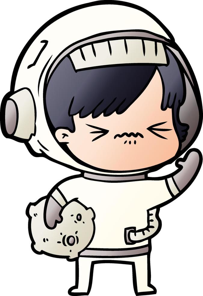 angry cartoon space girl vector