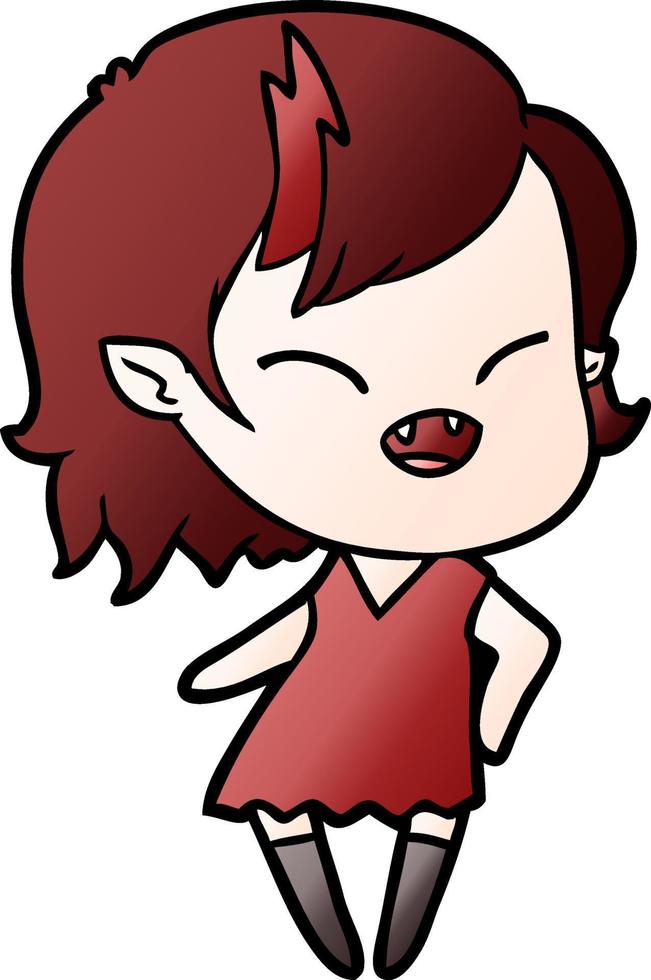 cartoon laughing vampire girl vector