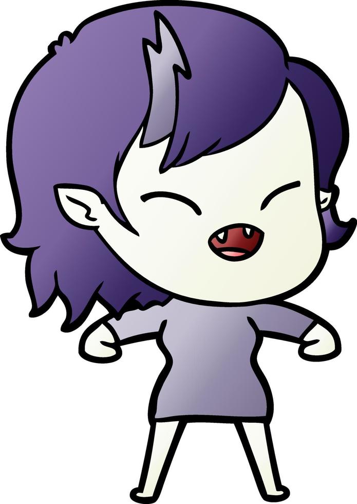 cartoon laughing vampire girl vector