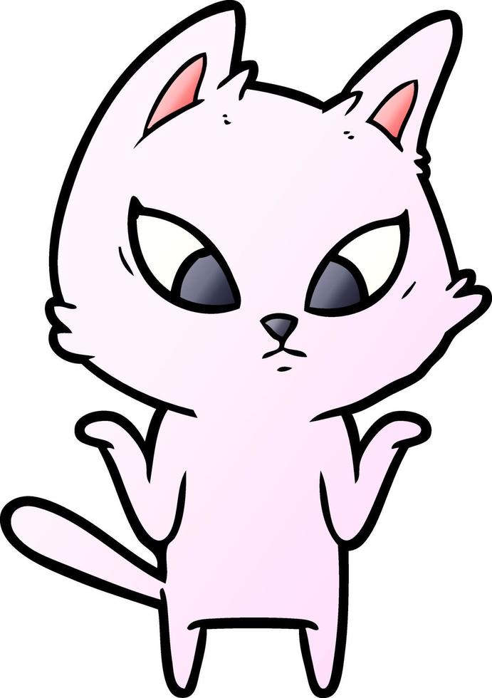 confused cartoon cat shrugging shoulders vector