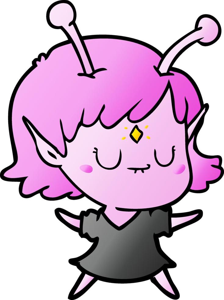 cartoon alien girl vector