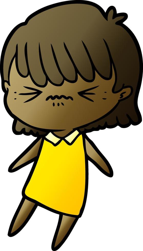 annoyed cartoon girl vector