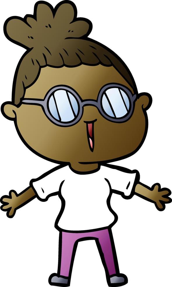 cartoon woman wearing spectacles vector