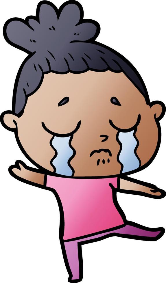 cartoon crying woman vector