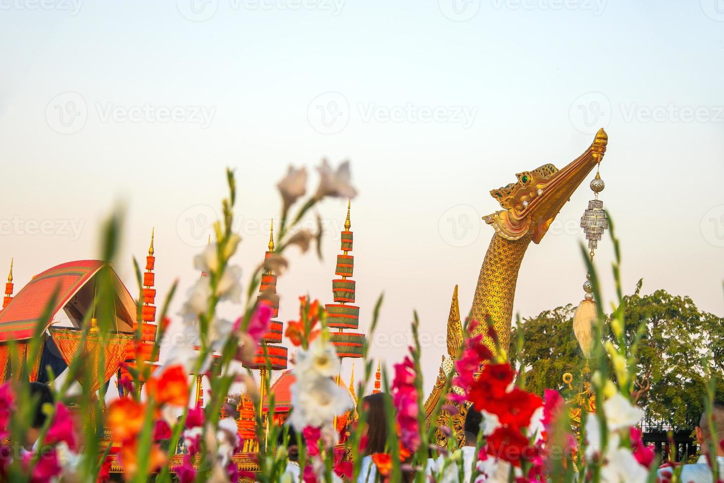 Replica of the Suphannahong Royal Barge in Aun Ai Rak Khlai Khwam Nao winter fair at The Royal Plaza, Dusit Palace Plaza or Equestrian Statue Plaza, Bangkok, Thailand photo