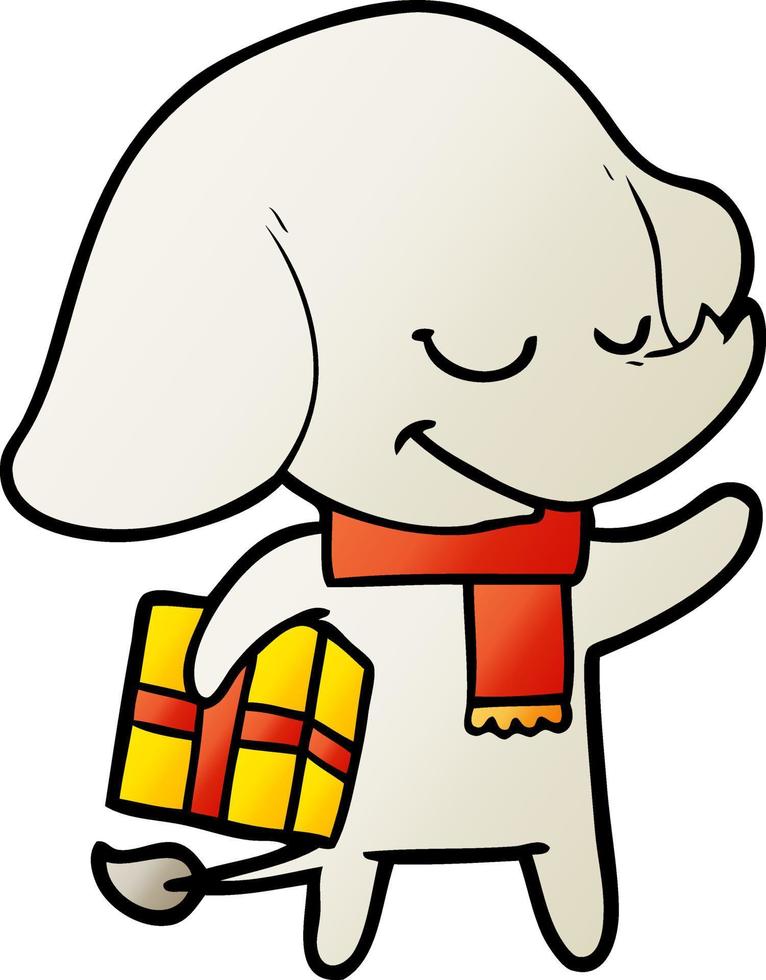cartoon christmas elephant vector