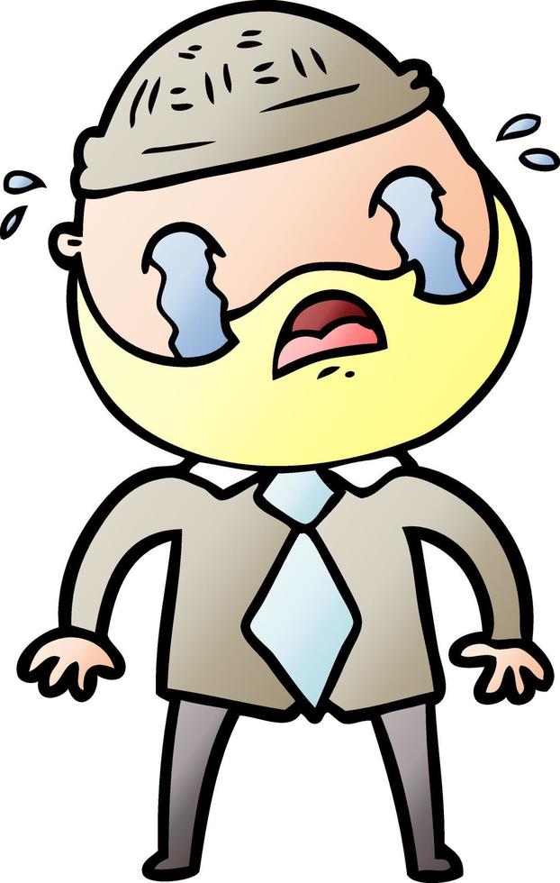 cartoon bearded man crying vector