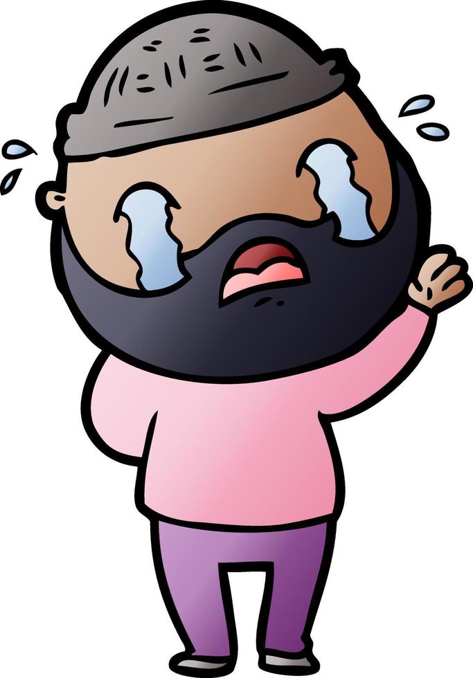 cartoon bearded man crying vector