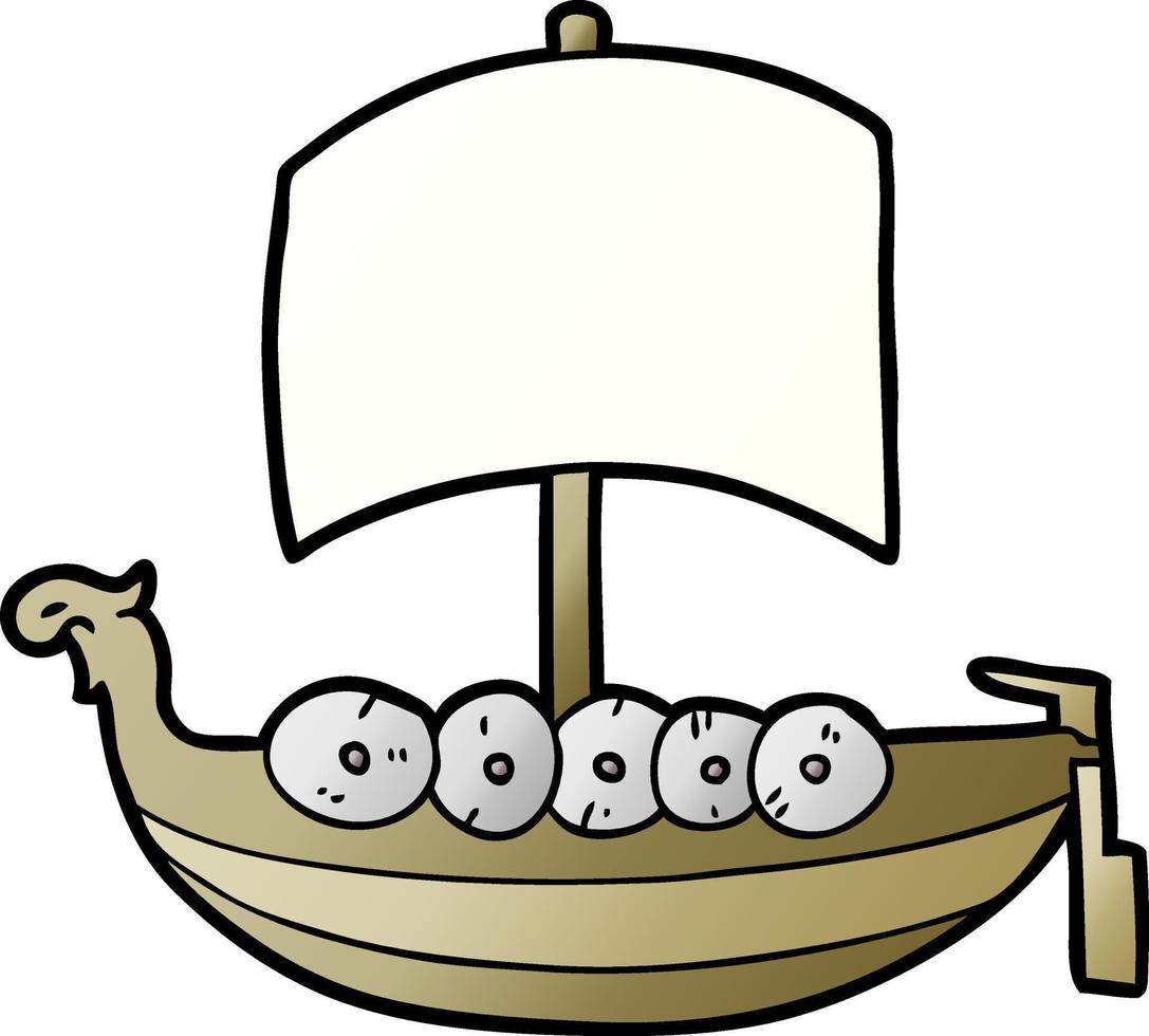 cartoon viking boat vector