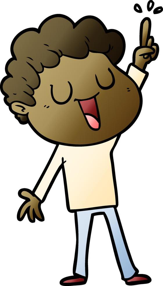 laughing cartoon man with great idea vector