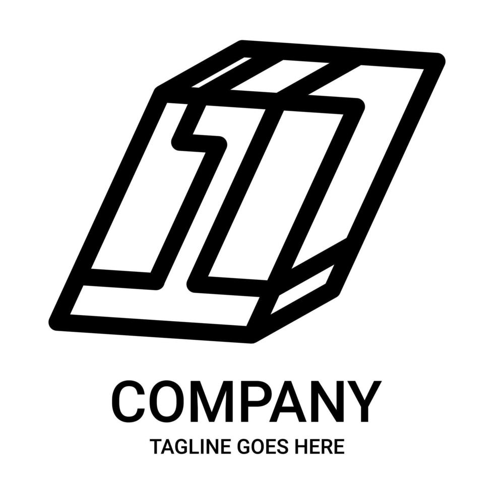 Outline number 1 logo design vector