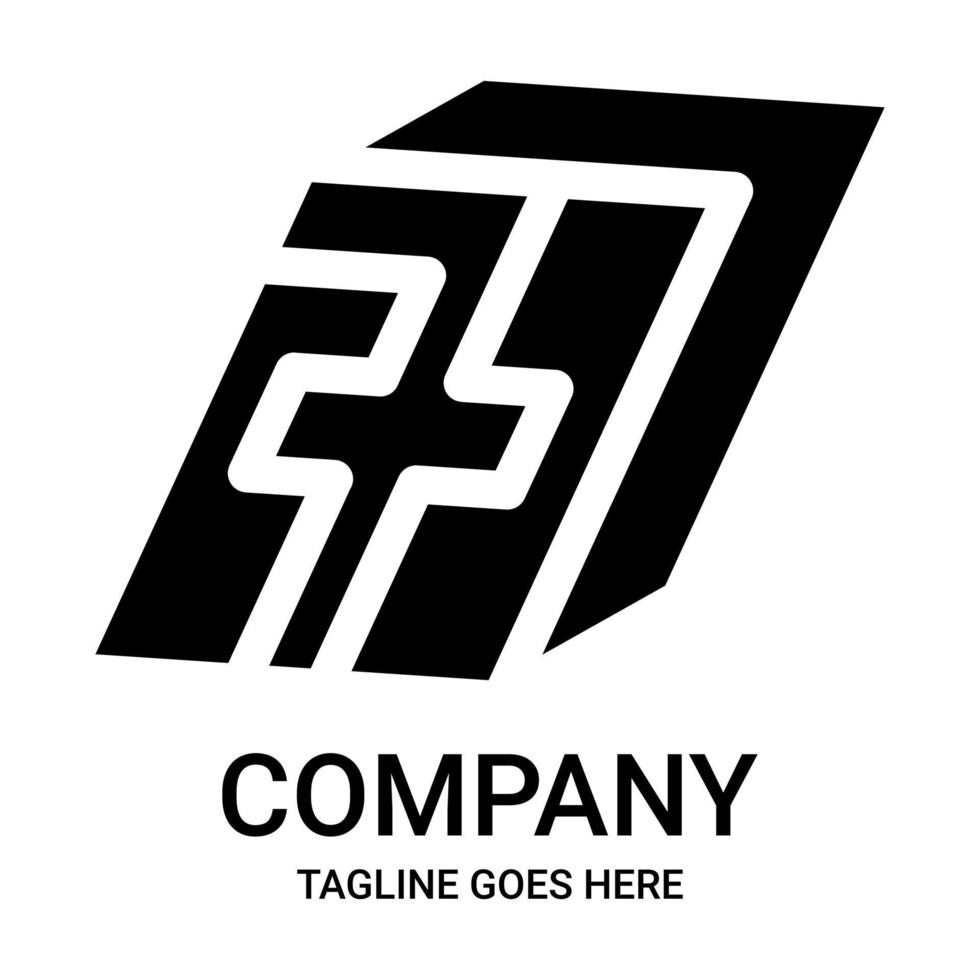 Number 7 logo design in the shape of a box. vector