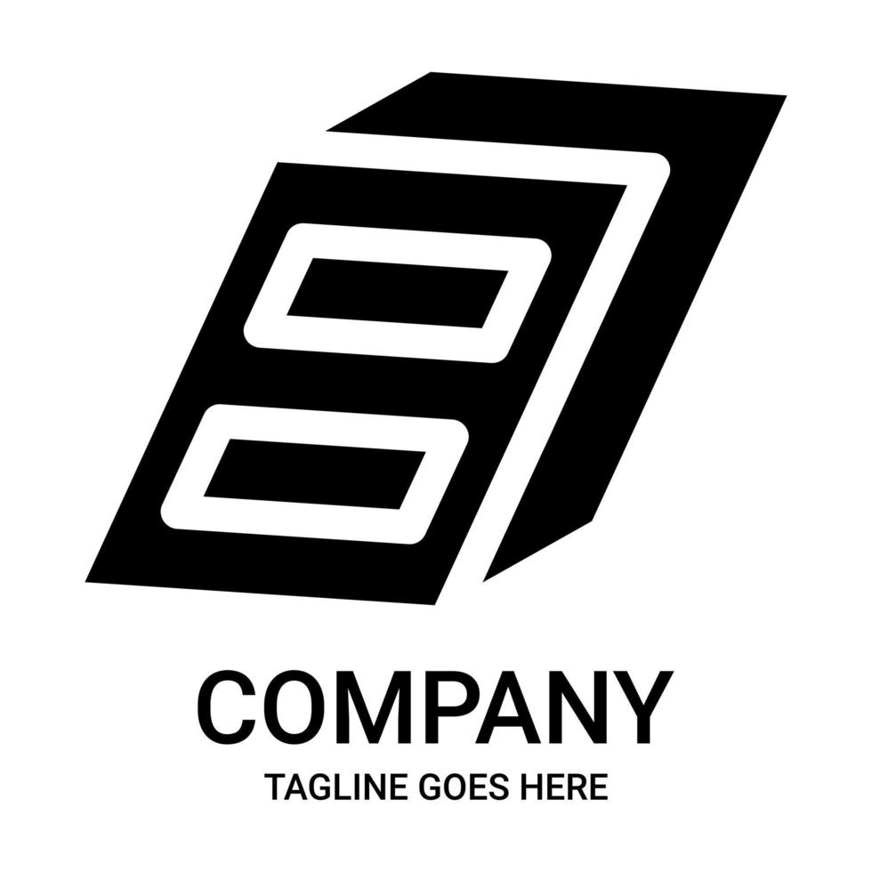 Number 8 logo design in the shape of a box. vector