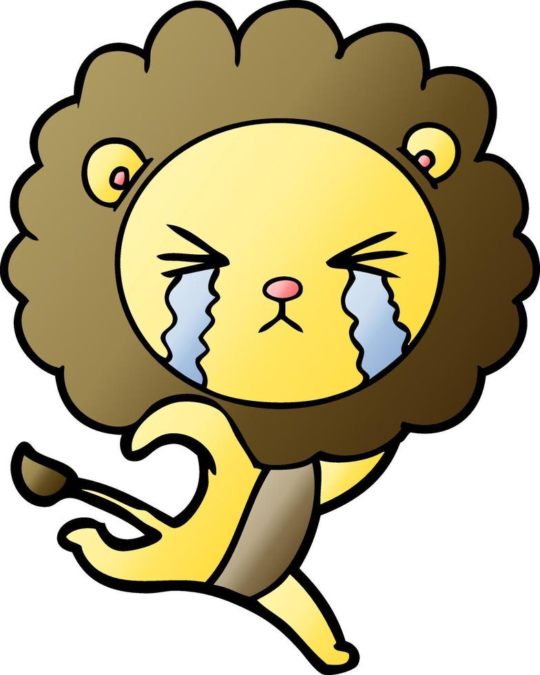 cartoon crying lion running away vector