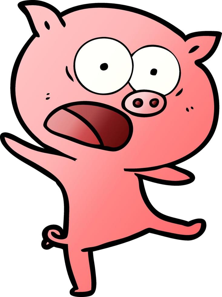 cartoon pig shouting vector