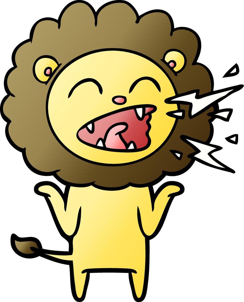 cartoon roaring lion vector