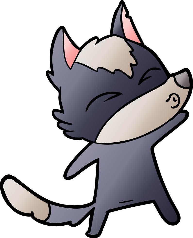 cartoon wolf pouting vector