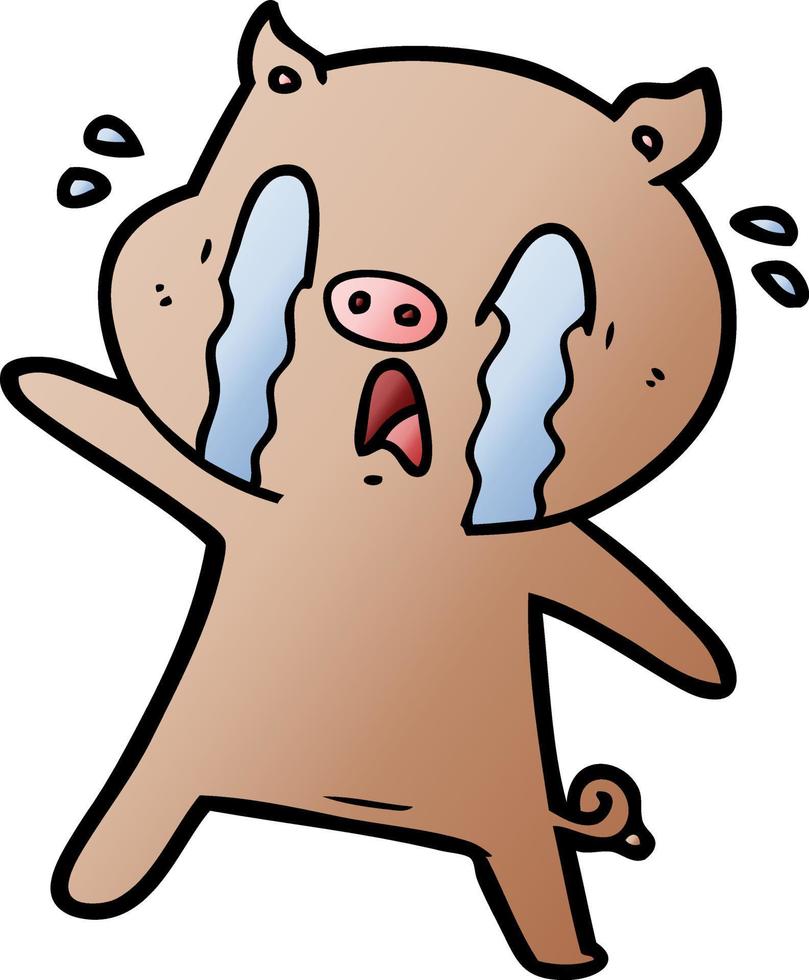 crying pig cartoon vector