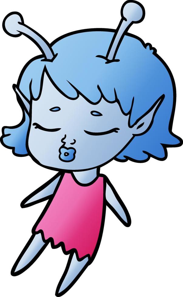 cute alien girl cartoon vector