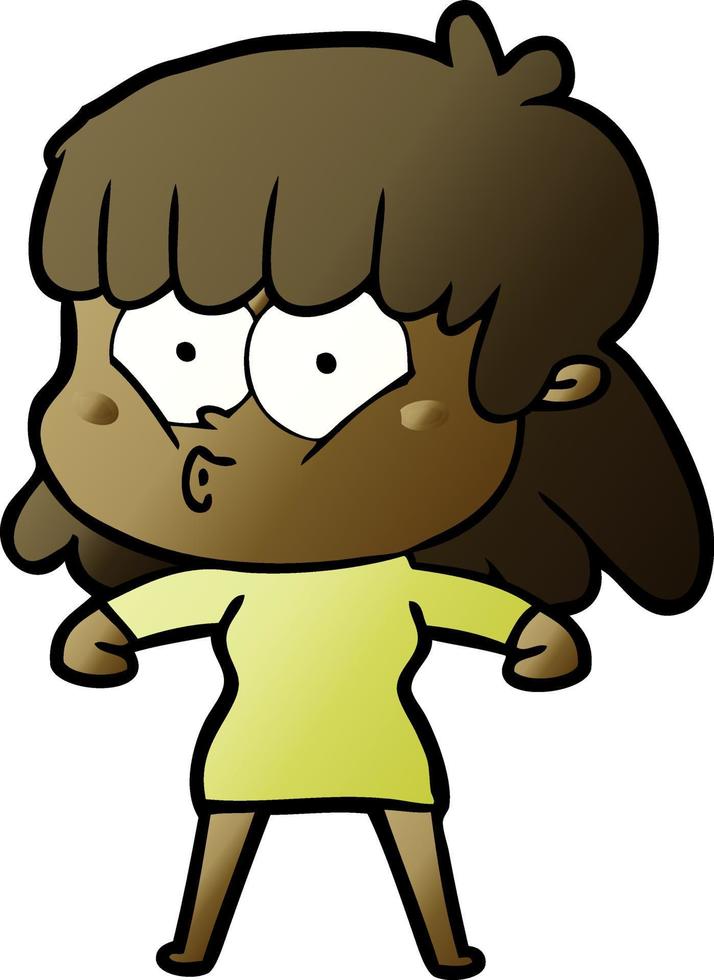 niña silbando de dibujos animados vector