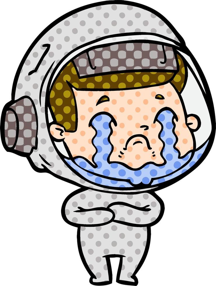 cartoon crying astronaut vector