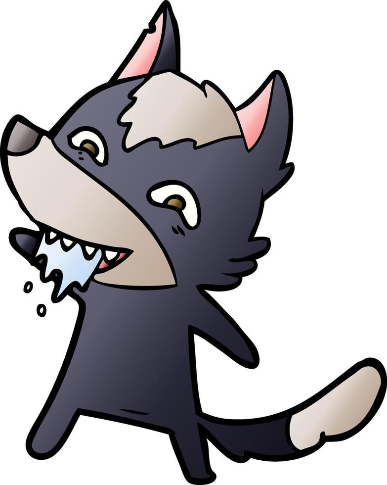 cartoon hungry wolf vector