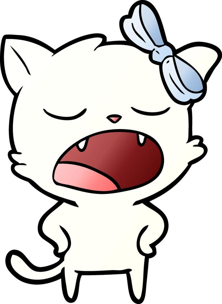 cartoon yawning cat vector