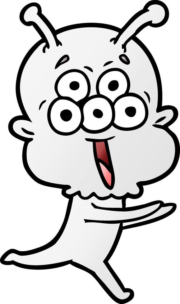 happy cartoon alien running vector