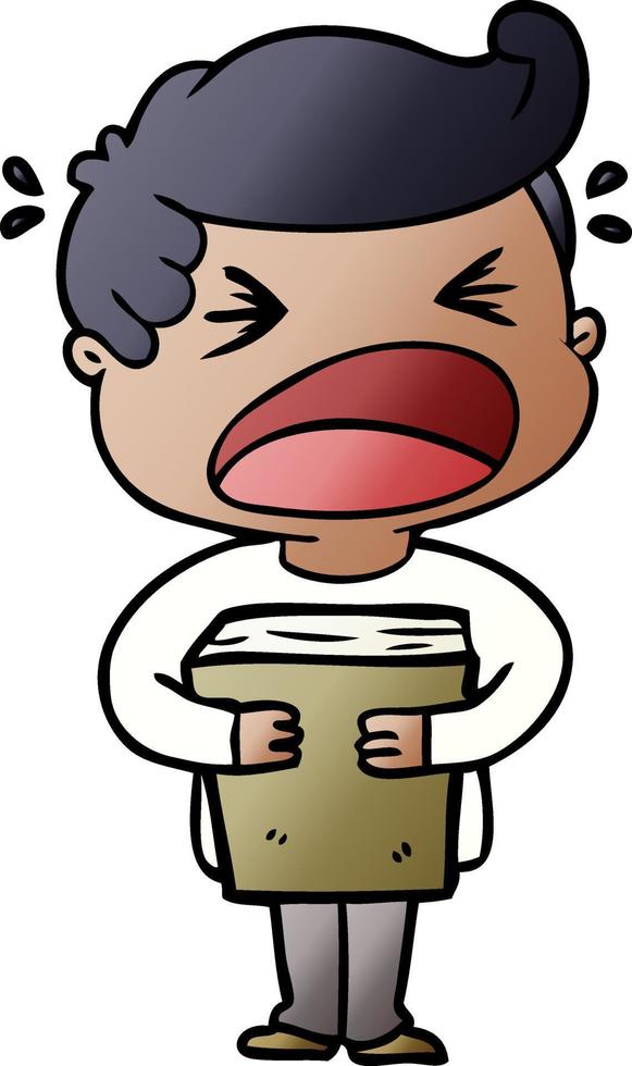 cartoon shouting man with book vector