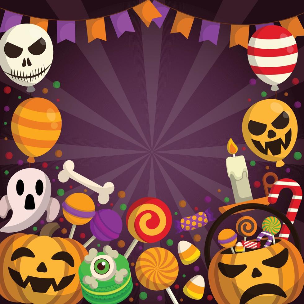Sweets And Candy For Happy Halloween Party vector