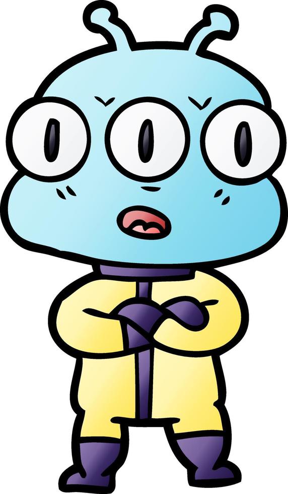 cartoon three eyed alien vector